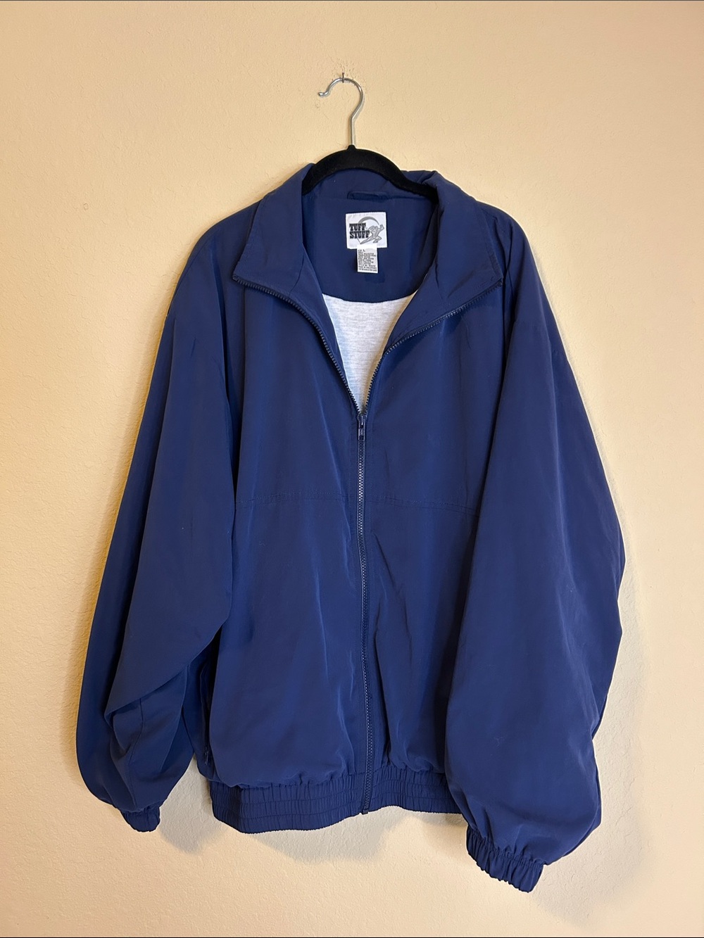 Tuff Stuff Vintage Blue Zip-Up Windbreaker Jacket Size L
